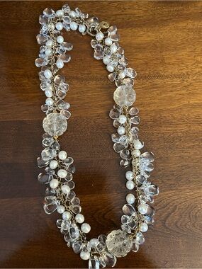 Gold-Tone Pearl & Crystal Charm necklace by Natali Baroni - White Pearls